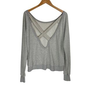 Pam & Gela Criss Cross Back Sweatshirt Sz Medium Grey